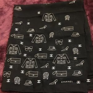 CHANEL Precious Symbols Chiffon Scarf